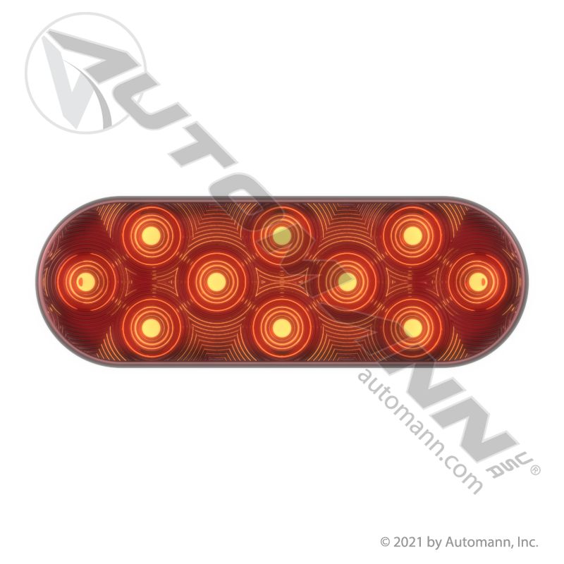 Automann S/T/T Light LED 6in Oval Red 571.LD60R10