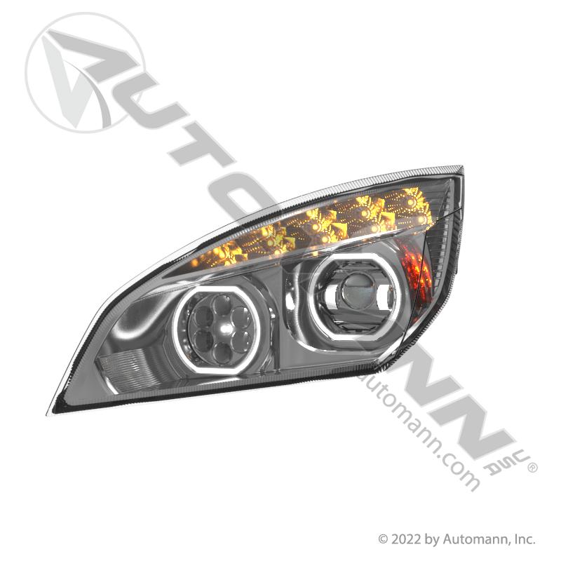 Automann Headlamp LH Chrome LED Freightliner P4 564.46001DCY