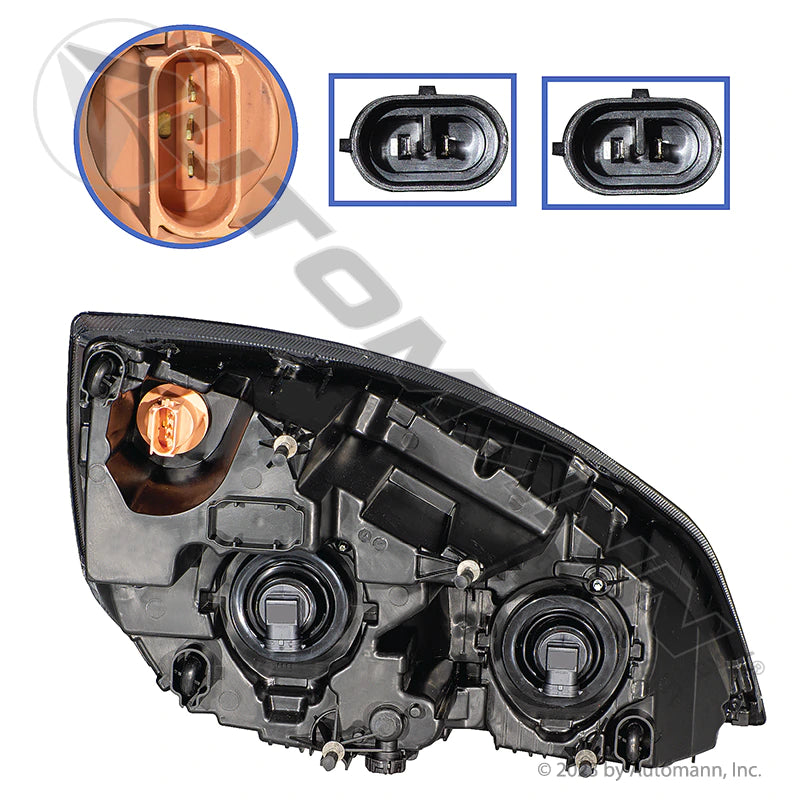 Automann Headlight LH Black Freightliner P4 564.46001