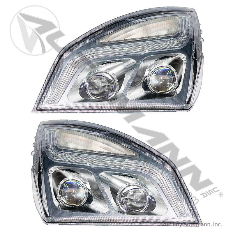 Automann Headlamp Set LH/RH Chrome LED Freightlin 564.46001CZP