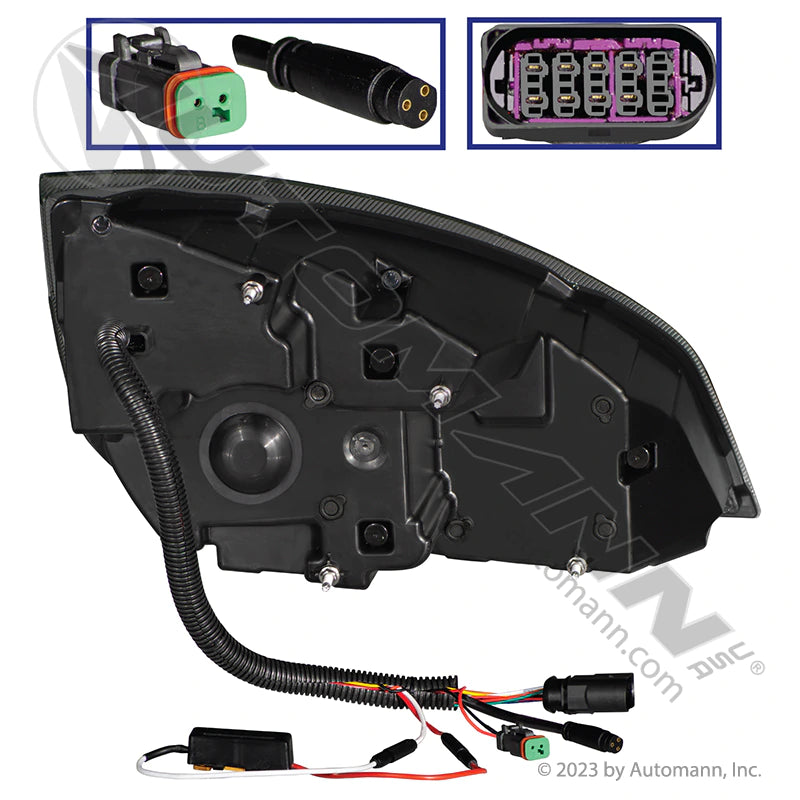 Automann Headlamp LH Black LED Freightliner P4 564.46001DBY