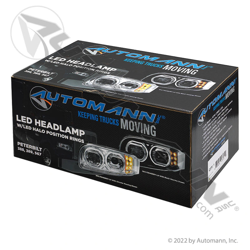 Automann Headlamp LED LH Peterbilt 564.75046DCY